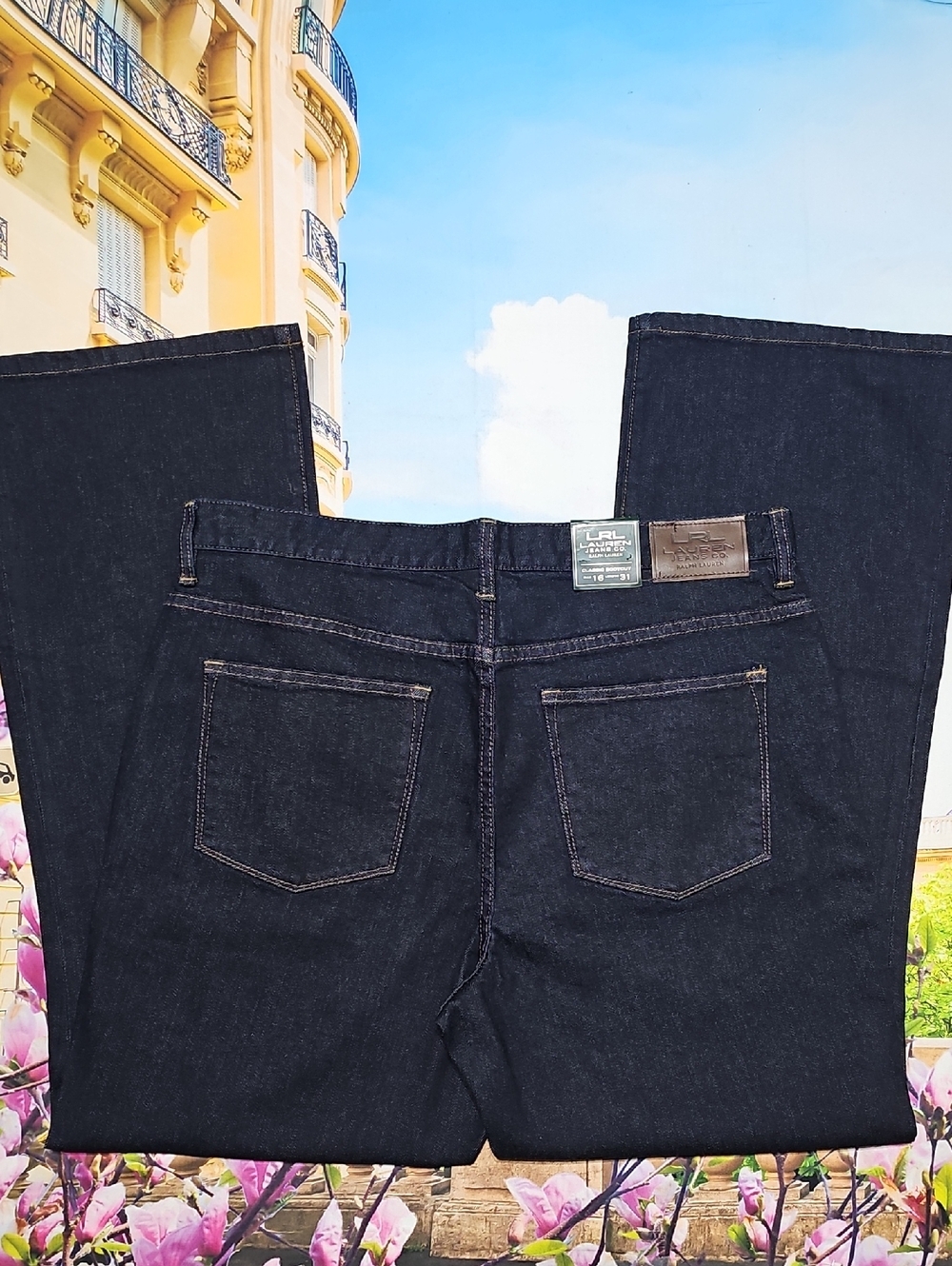 LRL Lauren Ralph Lauren Dark Denim Classic‎ Bootcut Jeans Size 16 New - Picture 4 of 4